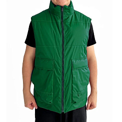 Жилет без стежки с накладными объёмными карманами зеленый