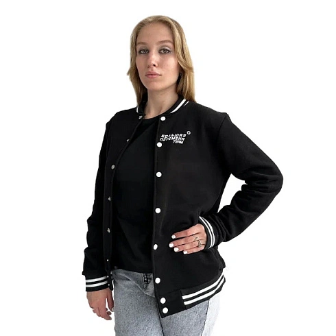 Бомбер на кнопках с контрастной резинкой