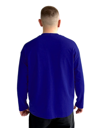 Лонгслив синий футер 2-х нитка